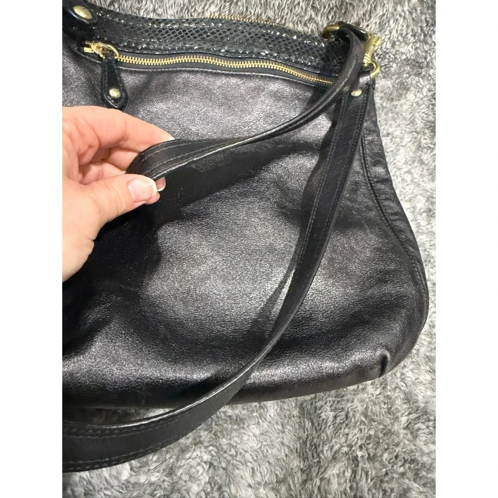 Coach‎ Black Leather Hobo Shoulder Bag Gold Hardware Slouchy Zip Purse